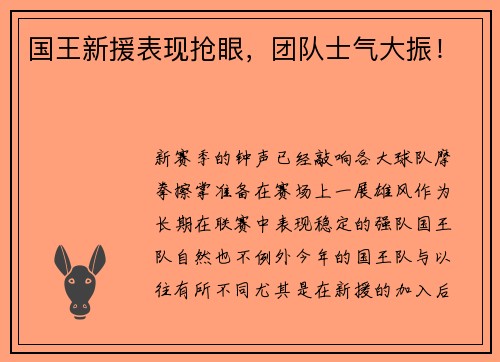 国王新援表现抢眼，团队士气大振！