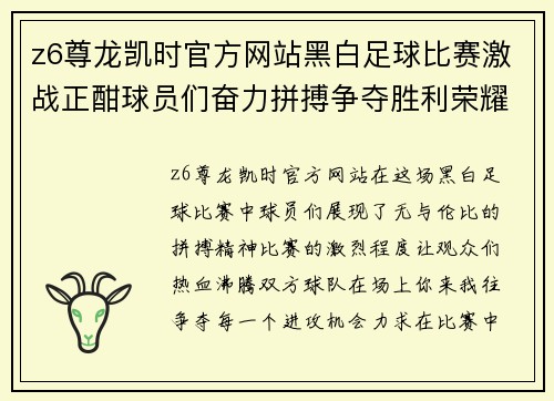 z6尊龙凯时官方网站黑白足球比赛激战正酣球员们奋力拼搏争夺胜利荣耀